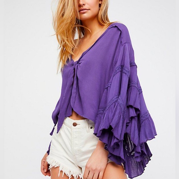 Free people boho Purple blouse size Small - Picture 1 of 9